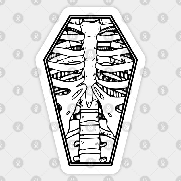 Ribcage Coffin Sticker by RavenWake